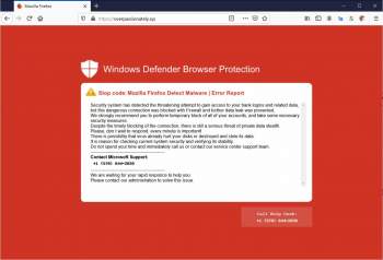 Windows Defender Browser Protection Tech Support Scam Screenshot